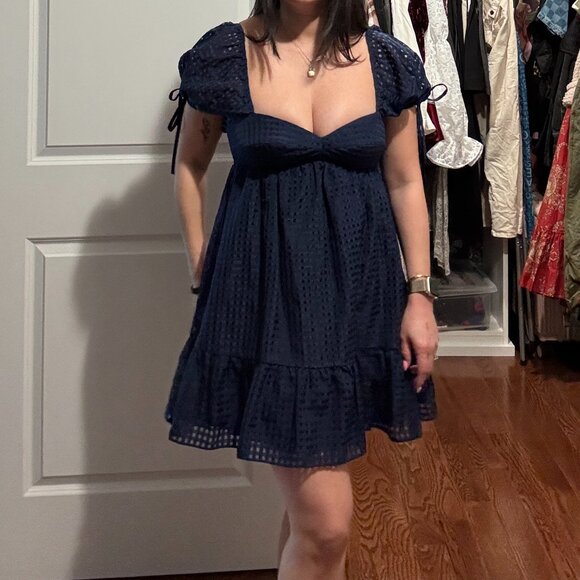 Amanda Uprichard Sicily Dress Navy Blue - Picture 8 of 8